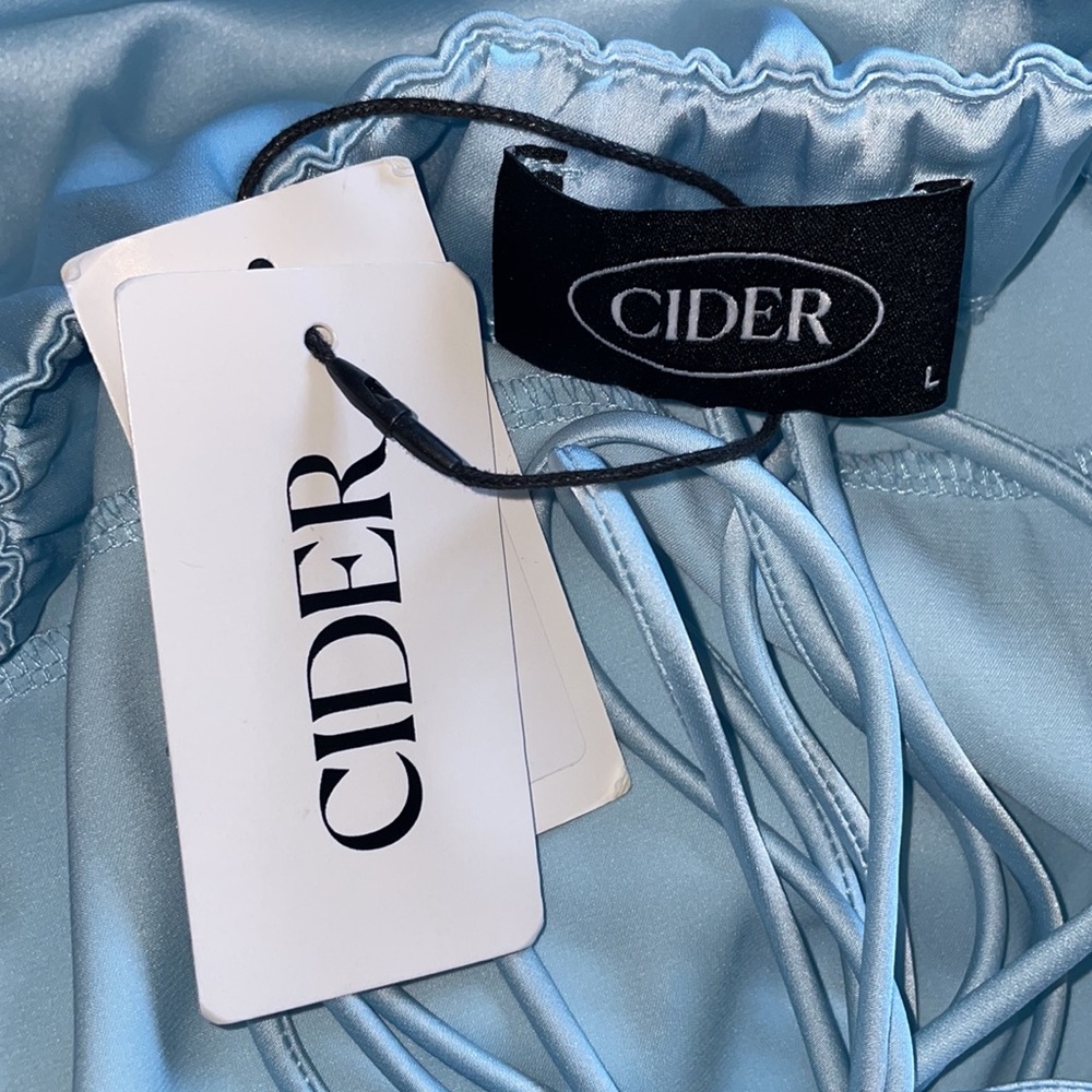 Cider Solid Cowl Neck Ruched Mini Dress, Large - Picture 4 of 8